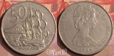 Новая Зеландия 50 центов 1984 года, KM# 37, 449-055