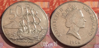 Новая Зеландия 50 центов 1986 года, KM# 63, 237a-131