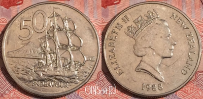 Новая Зеландия 50 центов 1988 года, KM# 63, a119-054