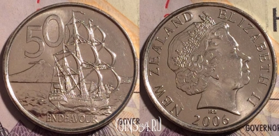 Новая Зеландия 50 центов 2006 года, KM# 119a, 181a-137