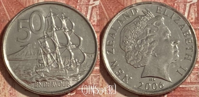 Новая Зеландия 50 центов 2006 г., KM# 119a, 483р-023 ♛