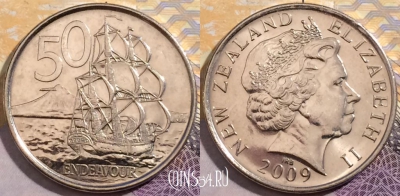 Новая Зеландия 50 центов 2009 года, KM# 119a, 202-138