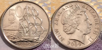 Новая Зеландия 50 центов 2009 года, KM# 119a, 202-139