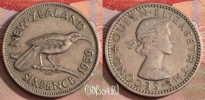 Новая Зеландия 6 пенсов 1959 года, KM# 26.2, 282b-103