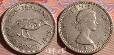 Новая Зеландия 6 пенсов 1965 года, KM# 26.2, 078j-127