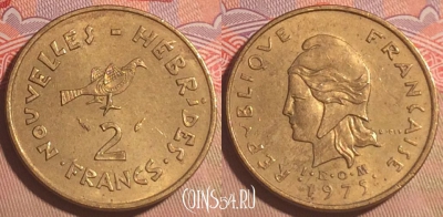 Новые Гебриды 2 франка 1975 года, KM# 5.2, 202a-105