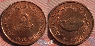 ОАЭ 5 филсов 2001 года, KM# 2.2, 181-030