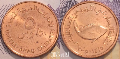 ОАЭ 5 филсов 2005 года (٢٠٠٥), KM 2.2, 118-027