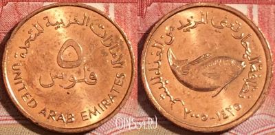 ОАЭ 5 филсов 2005 года (٢٠٠٥), KM# 2.2, 220-069