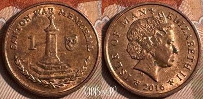 Остров Мэн 1 пенни 2016 года, KM# 1253, 141s-026
