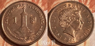 Остров Мэн 1 пенни 2016 года, KM# 1253, 162r-107 ♛