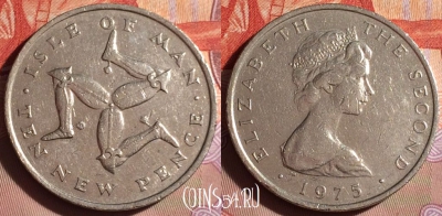 Остров Мэн 10 новых пенсов 1975 года, KM# 23, 106g-100