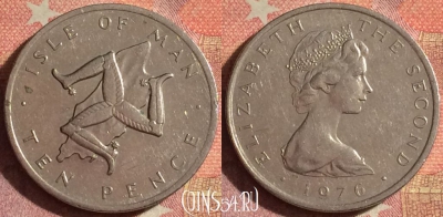 Остров Мэн 10 пенсов 1976 года, KM# 36, 134i-140