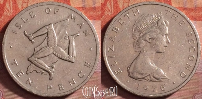 Остров Мэн 10 пенсов 1976 года, KM# 36, 175k-020