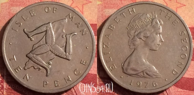 Остров Мэн 10 пенсов 1976 года, KM# 36, 281i-025