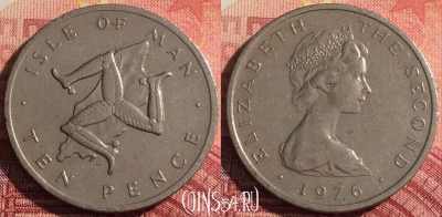Остров Мэн 10 пенсов 1976 года, KM# 36, 291i-015