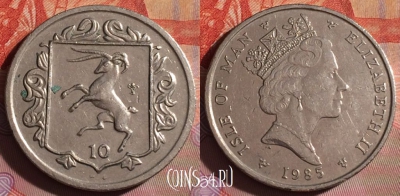Остров Мэн 10 пенсов 1985 года, KM# 146, 108f-014