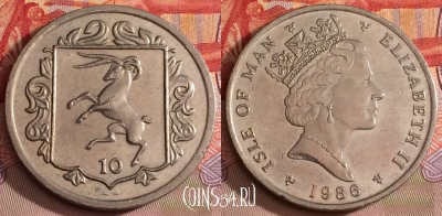 Остров Мэн 10 пенсов 1986 года, KM# 146, 282b-117
