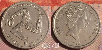 Остров Мэн 10 пенсов 1992 года, KM# 337, 287c-016