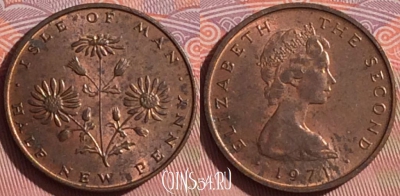 Остров Мэн 1/2 нового пенни 1971 года, KM# 19, 055i-140
