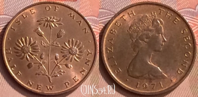 Остров Мэн 1/2 нового пенни 1971 года, KM# 19, 230m-051