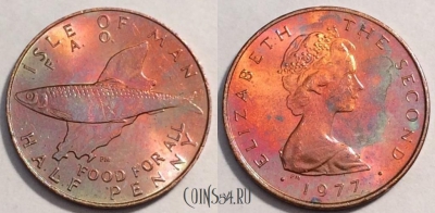 Остров Мэн ½ пенни 1977 года, см. сост., 85-017a
