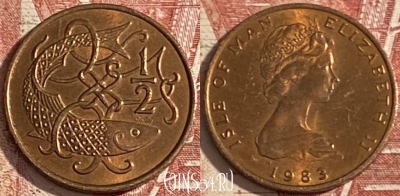 Остров Мэн 1/2 пенни 1983 года, KM# 58, 360r-056 ♛