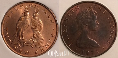 Остров Мэн 2 новых пенса 1971 г., KM# 21, UNC, 401o-138