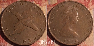 Остров Мэн 2 пенса 1976 года, KM# 34, 174a-072