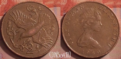 Остров Мэн 2 пенса 1980 года AD, KM# 60, 279k-016