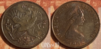 Остров Мэн 2 пенса 1980 года, KM# 60, 463q-620 ♛