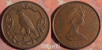Остров Мэн 2 пенса 1984 года, KM# 113, 372-014