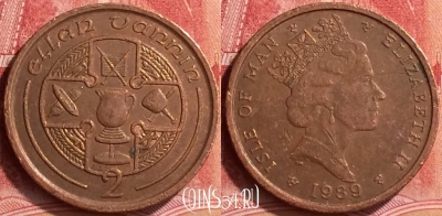 Остров Мэн 2 пенса 1989 года, KM# 208, 058l-146
