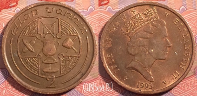 Остров Мэн 2 пенса 1993 года, KM# 208, a074-087