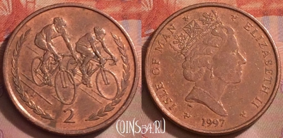 Остров Мэн 2 пенса 1997 года, KM# 589, 274k-037