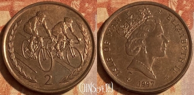 Остров Мэн 2 пенса 1997 года, KM# 589, 463q-624 ♛