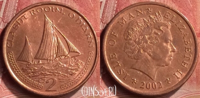Остров Мэн 2 пенса 2002 года, KM# 1037, 198m-079