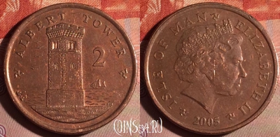 Остров Мэн 2 пенса 2005 года, KM# 1254, 178f-002