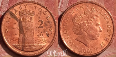 Остров Мэн 2 пенса 2007 года, KM# 1254, 067l-103