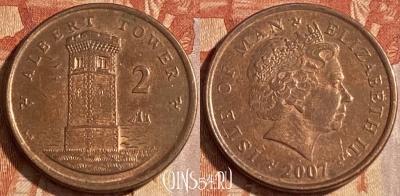 Остров Мэн 2 пенса 2007 года, KM# 1254, 097r-074