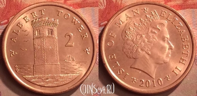 Остров Мэн 2 пенса 2010 года, KM# 1254, UNC, 254m-049