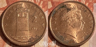 Остров Мэн 2 пенса 2016 года, KM# 1254, 099r-082