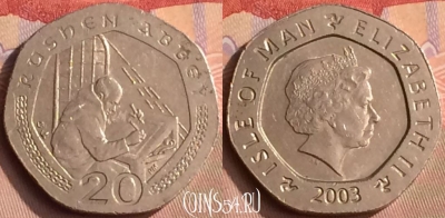 Остров Мэн 20 пенсов 2003 года, KM# 1040, 449-046