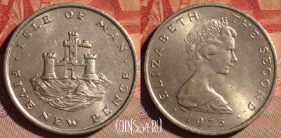 Остров Мэн 5 новых пенсов 1975 года, KM# 22, 097c-025