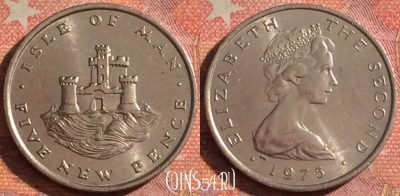 Остров Мэн 5 новых пенсов 1975 года, KM# 22, 376-139