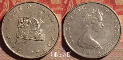 Остров Мэн 5 пенсов 1976 года, KM# 35, 097c-027