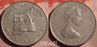Остров Мэн 5 пенсов 1979 года, KM# 35, 320g-079