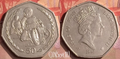 Остров Мэн 50 пенсов 1997 года, 27.3 mm, KM# 806, 449-024