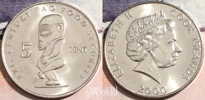 Острова Кука 5 центов 2000 года, KM# 369, UNC, a112-038