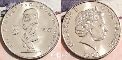 Острова Кука 5 центов 2000 года, KM# 369, UNC, a112-039